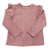 Ružová rebrovaná zamatová mikina so srdiečkom Nutmeg