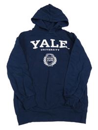 Tmavomodrá mikina s potlačou a kapucňou