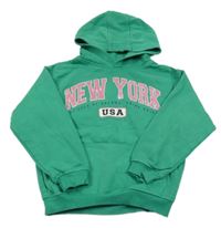 Zelená mikina s nápisem a kapucí George
