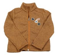 Oranžová melírovaná pletená prepínaci mikina s nášivkami