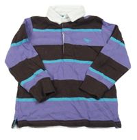 Hnědo-fialovo-modré pruhované mikinotriko Next