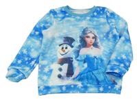 Azurová mikina s vločkami a obrázkom