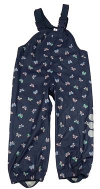 Tmavomodré nepromokavé laclové kalhoty s motýlky Topolino