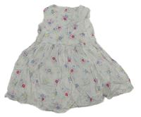 Biele kvetinové plátenné šaty so všitým body Primark