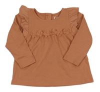 Staroružové tričko s volánikom a kvietkami C&A