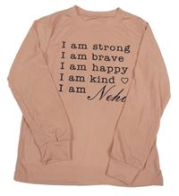 Svetloružové tričko s nápisom