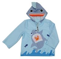 Modré UV tričko se žralokem a kapucí 