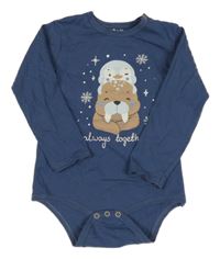 Tmavomodré body s mrožem a tučňákem So Cute