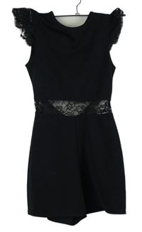 Dámský černý kraťasový overal s krajkou a volnými zády Boohoo