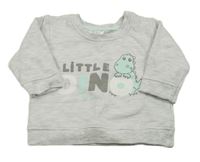 Svetlosivá melírovaná mikina s dinosourem a nápismi Ergee