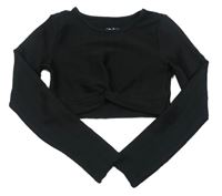 Černé žebrované crop triko Matalan