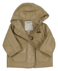 Béžová semišová zateplená bunda s kapucňou