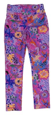 Fialovo-farebné kvetované športové legíny zn. Dunnes