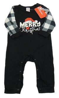 Nové - Čierno-kockovaný overal s nápisom