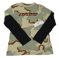 Nové - Béžovo-khaki army tričko s nápisom F&F