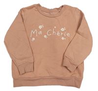 Pudrová mikina s nápisom a kvetmi George