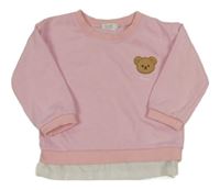 Svetloružová mikina s medvedíkom