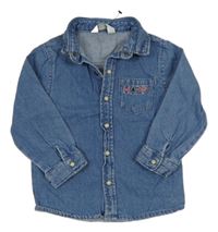 Modrá riflová košile s nápisem PRIMARK