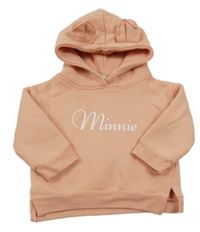 Lososová mikina s nápisom a kapucňou