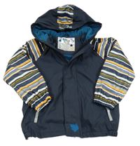 Tmavomodro-pruhovaná nepromokavá jarná bunda s kapucňou Lupilu