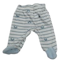 Bílo-modré pruhované sametové polodupky s Mickeym 