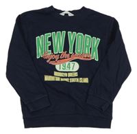 Tmavomodrá mikina s nápisom H&M