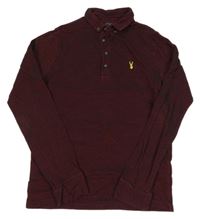 Červeno-černé melírované polo triko s jelenem Next