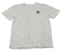 Bielo-čierne pruhované tričko s palmou Yigga