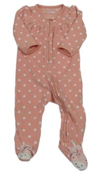 Růžovo-bílý puntíkatý fleecový overal Carter's