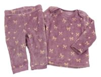 Fialové chlupaté pyžamo s mašlemi Nutmeg