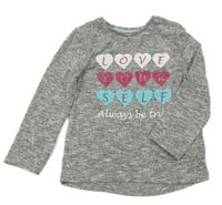 Sivé melírované úpletové tričko s nápisom Pep&Co