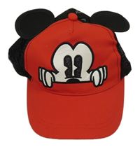 Červeno-čierna šiltovka s Mickey Mousem