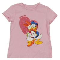 Svetloružové tričko s Daisy a kamienkami Disney