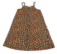 Čierno-farebné kvetované šaty s gombíkmi Primark