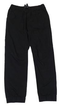 Černé plátěné cuff kalhoty 