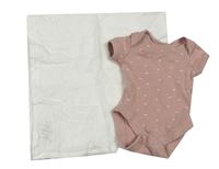 2set - Strarorůžové body se srdíčky + bílá plena