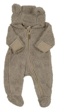 Hnědá huňatá kombinéza s kapucí H&M