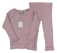 Nové - 2set - Růžový svetr s límcem + pletené kalhoty Primark