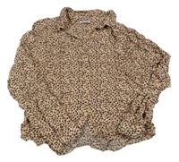 Broskvovo-černá vzorovaná halenka 