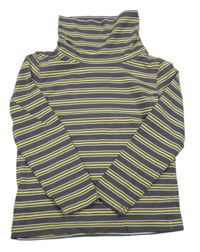 Šedo-žluté pruhované triko s rolákem Lupilu