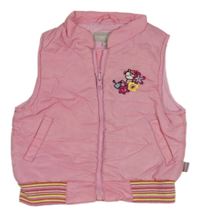 Ružová šušťáková prešívaná zateplená vesta s mačkou Name it