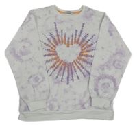 Bílo-fialová vzorovaná mikina se srdíčkem Primark 