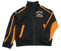 Černo-oranžová propínací sportovní mikina s potiskem 