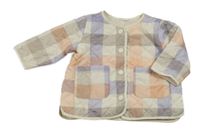 Béžovo-fialovo-broskvová kostkovaná prošívaná zateplená bunda H&M