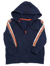 Tmavomodrá prepínaci mikina s prúžkami a kapucňou George