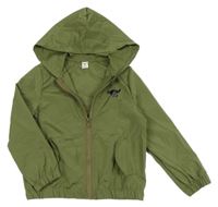 Khaki šušťáková bunda s dinosaurom a kapucňou Shein