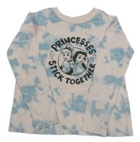 Modro-světlerůžové batikované triko s princeznami Disney