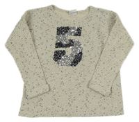 Smetanovo-tmavomodrá melírovaná mikina s číslem z flitrů Yigga