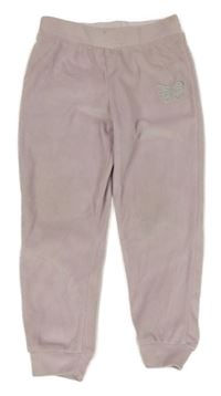 Světlerůžové plyšové kalhoty s motýlem Primark