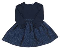 Tmavomodré teplákovo/balonové šaty se vzorem Okaidi